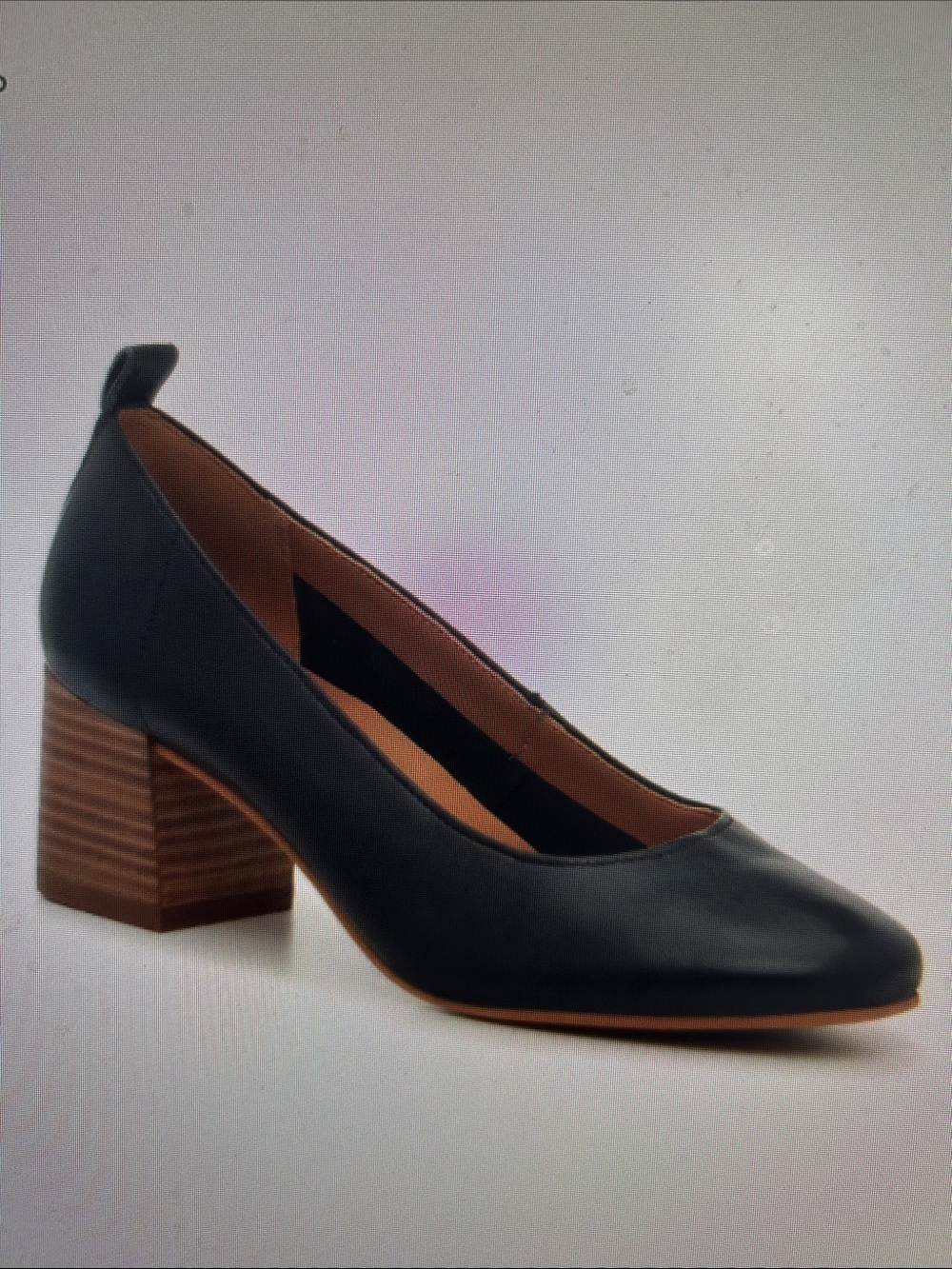 Crown Vintage SZ9.5 Clanton Black Leather Block Heel Pump Career Old $ Staple